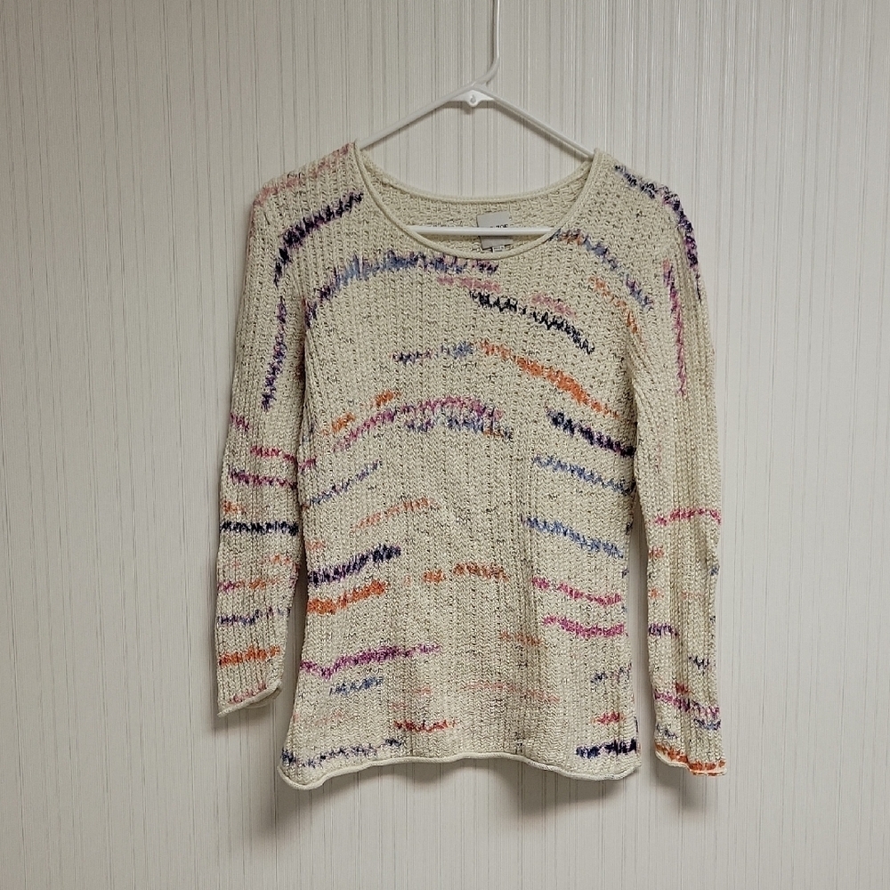 Nic + Zoe Multicolor lightweight Knit Sweater small fisherman coastal - Picture 2 of 6